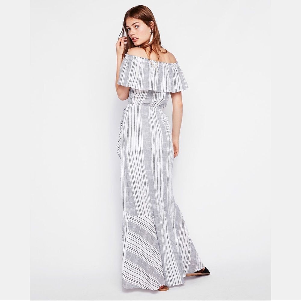 ✨
Plaid Ruffle Off The Shoulder Cotton Maxi Dress✨ - Picture 2 of 2